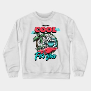 Cool Skeleton Surfer Surfing Surf Beach Summer Vibes Waves Crewneck Sweatshirt